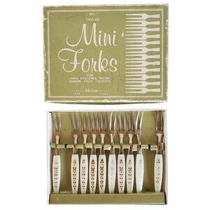 Vintage Mini Forks (10) Hors d'oeuvres Appetizer Cheese Stainless Adriane Japan